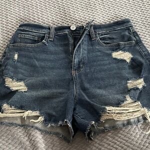 SO Dark Blue Distressed Jean Shorts